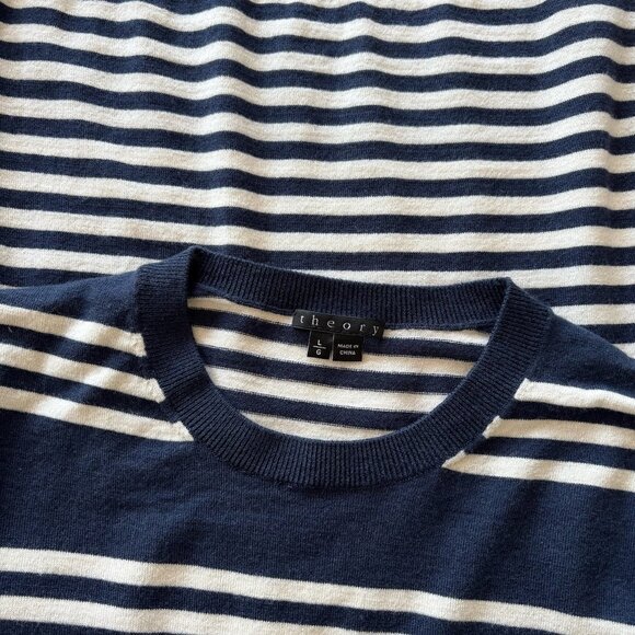 Theory wool sweater striped white blue - Picture 9 of 9